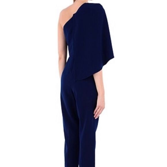LAVISH Alice One Shoulder Cape Holiday Jumpsuit Navy Blue NWT size 4 Ret $168 - Picture 5 of 5